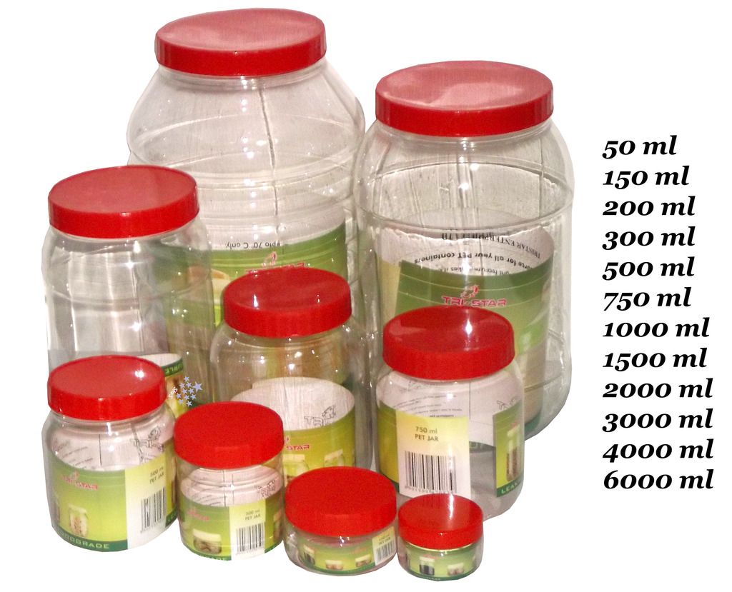 Set Of 4 6 Plastic Kitchen Food Sweet Herbals Storage Jars Container