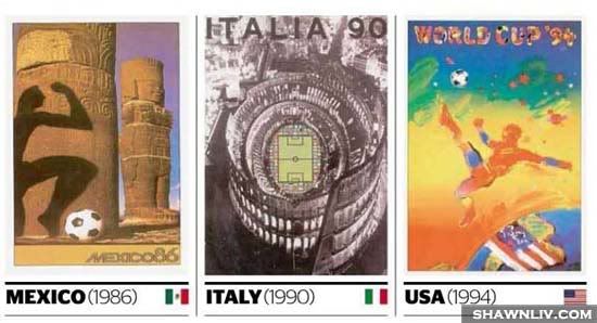 Official FiFa World Cup Posters Art from 1986 to 1994