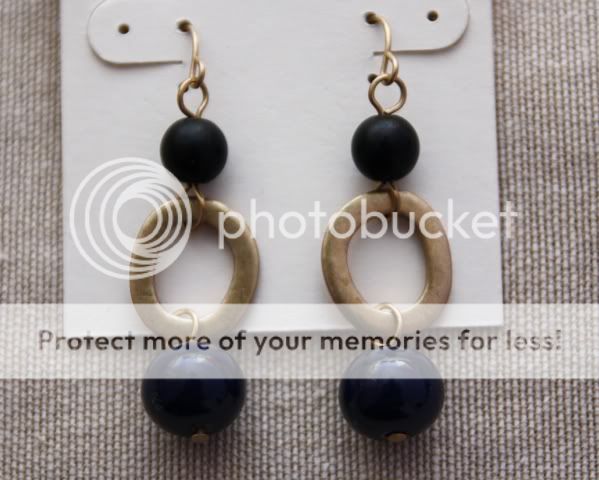 KENNETH COLE Jewelry   Gold Tone Hoop Earrings w/ Black & Navy Beads 