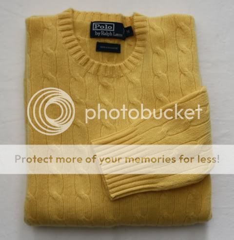   LAUREN   $400 cable knit CASHMERE SWEATER fall yellow, NEW, Sz M